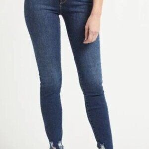 Good American Good Legs Distressed Hem High-Waisted Skinny Jeans - Size - 6